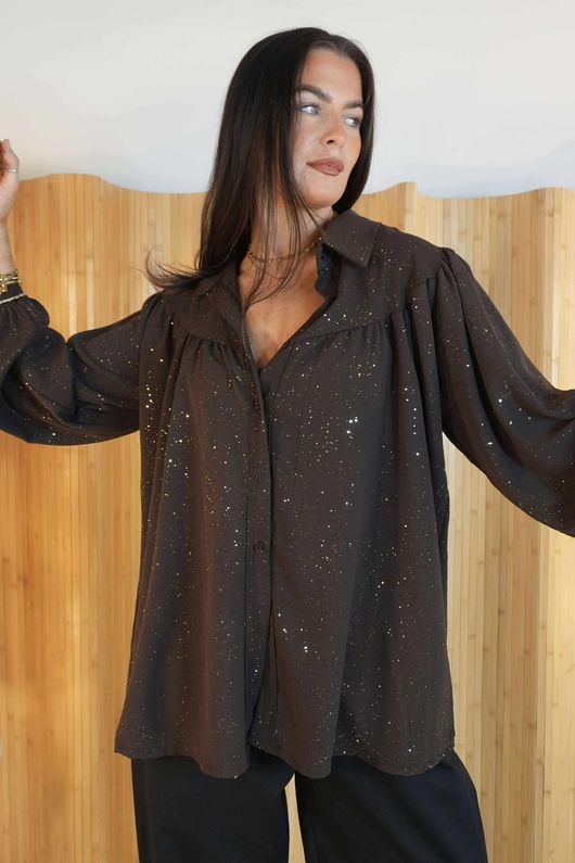 Suki Night Sky Peasant Blouse Chocolate